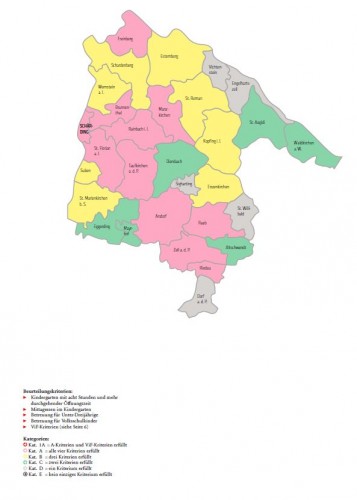 Landkarte Kinderbetreuung Bezirk Schärding